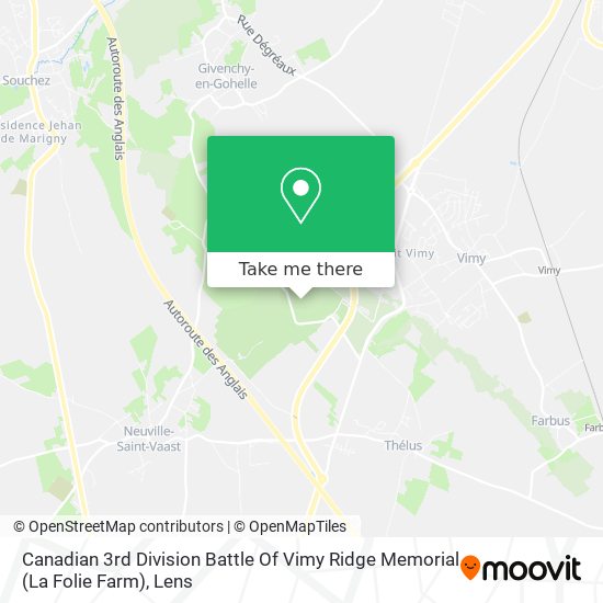 Canadian 3rd Division Battle Of Vimy Ridge Memorial (La Folie Farm) map
