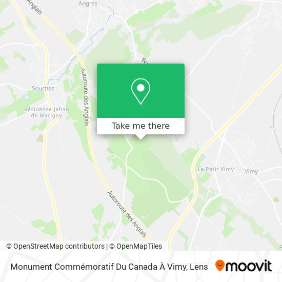 Mapa Monument Commémoratif Du Canada À Vimy