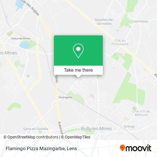 Mapa Flamingo Pizza Mazingarbe