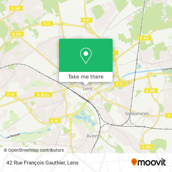 Mapa 42 Rue François Gauthier