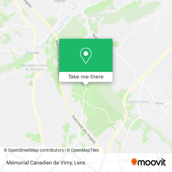 Mapa Mémorial Canadien de Vimy