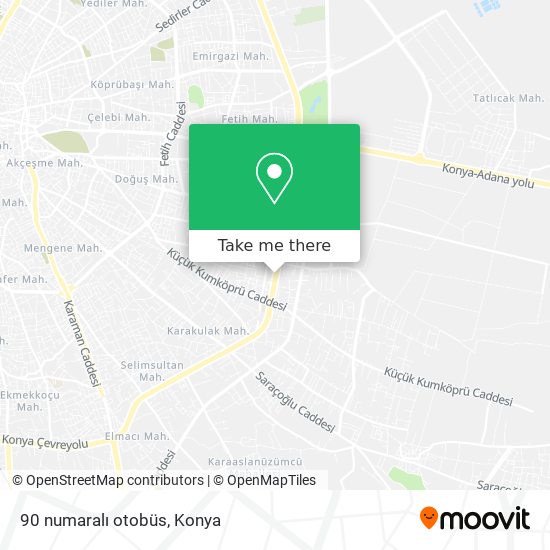 90 numaralı otobüs map
