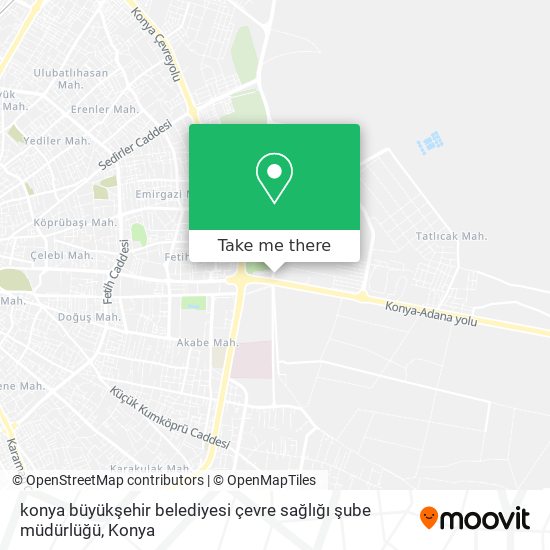 konya büyükşehir belediyesi çevre sağlığı şube müdürlüğü map