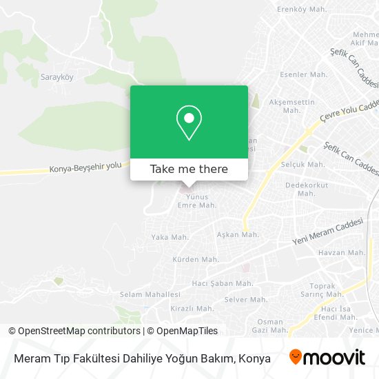 Meram Tıp Fakültesi Dahiliye Yoğun Bakım map