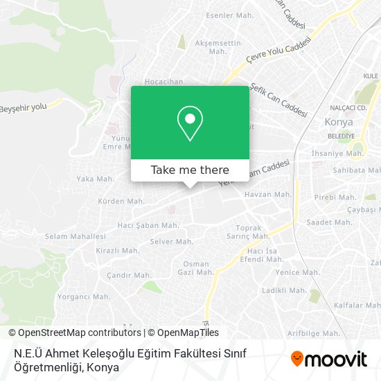 N.E.Ü Ahmet Keleşoğlu Eğitim Fakültesi Sınıf Öğretmenliği map