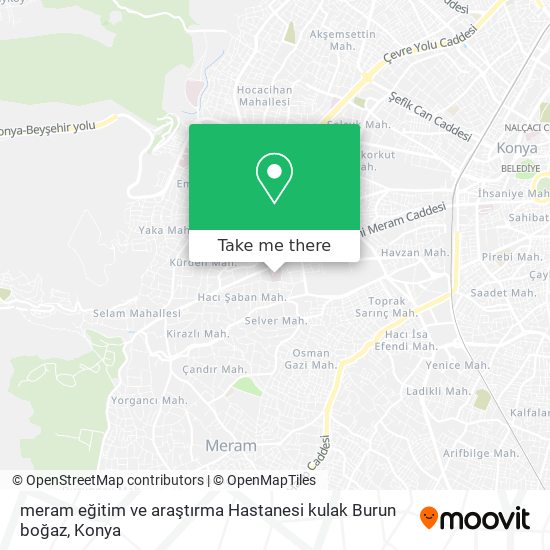 meram eğitim ve araştırma Hastanesi kulak Burun boğaz map