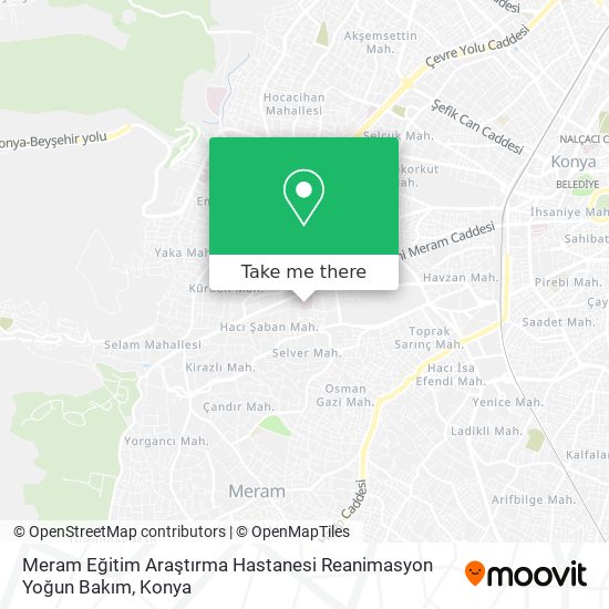 Meram Eğitim Araştırma Hastanesi Reanimasyon Yoğun Bakım map
