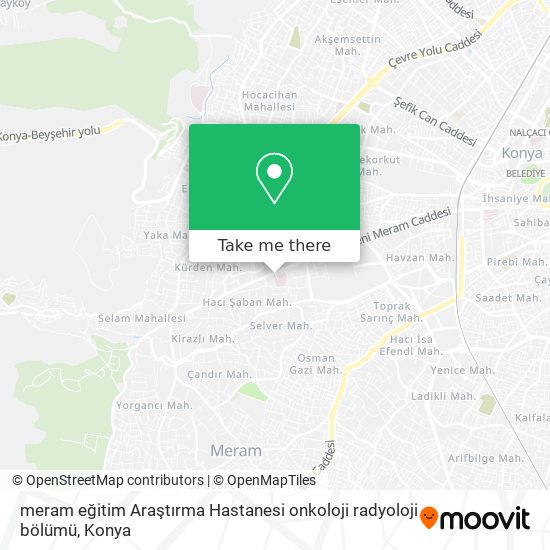 meram eğitim Araştırma Hastanesi onkoloji radyoloji bölümü map