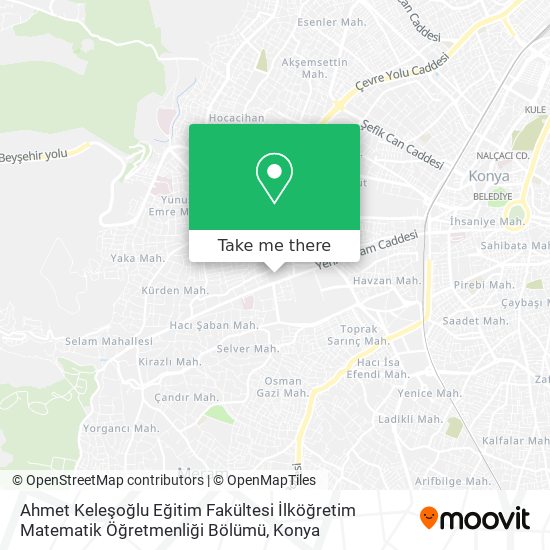 Ahmet Keleşoğlu Eğitim Fakültesi İlköğretim Matematik Öğretmenliği Bölümü map