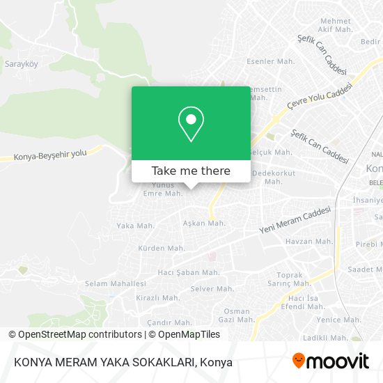 KONYA MERAM YAKA SOKAKLARI map