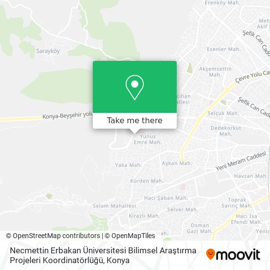 Necmettin Erbakan Üniversitesi Bilimsel Araştırma Projeleri Koordinatörlüğü map