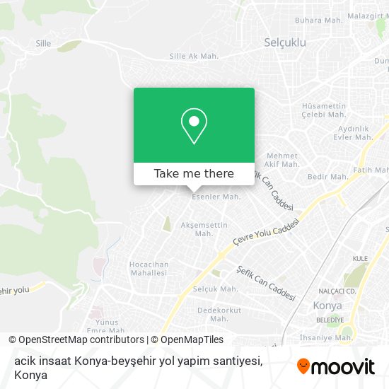 acik insaat Konya-beyşehir yol yapim santiyesi map