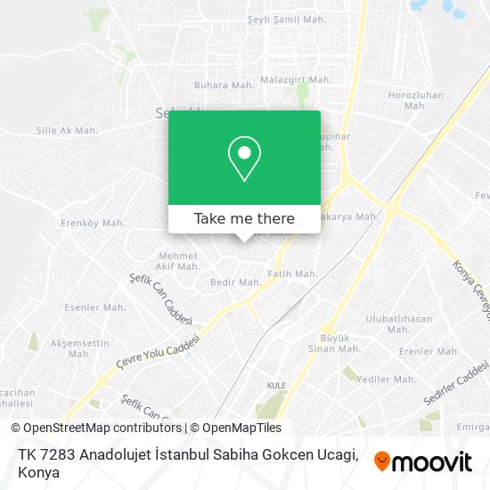 TK 7283 Anadolujet İstanbul Sabiha Gokcen Ucagi map