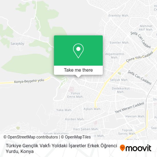 Türkiye Gençlik Vakfı Yoldaki İşaretler Erkek Öğrenci Yurdu map