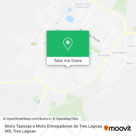 Mapa Moto Taxistas e Moto Entregadores de Tres Lagoas MS