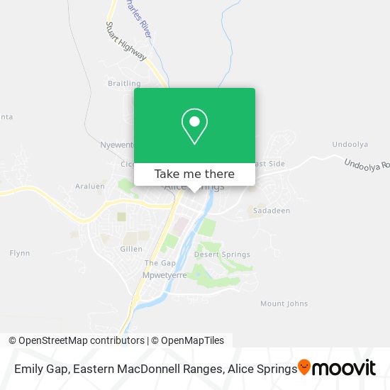 Emily Gap, Eastern MacDonnell Ranges map