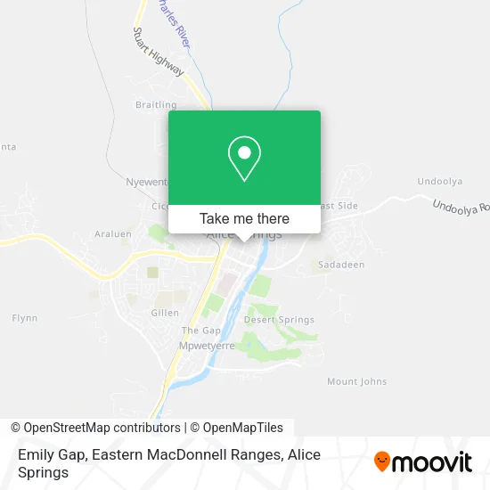 Mapa Emily Gap, Eastern MacDonnell Ranges