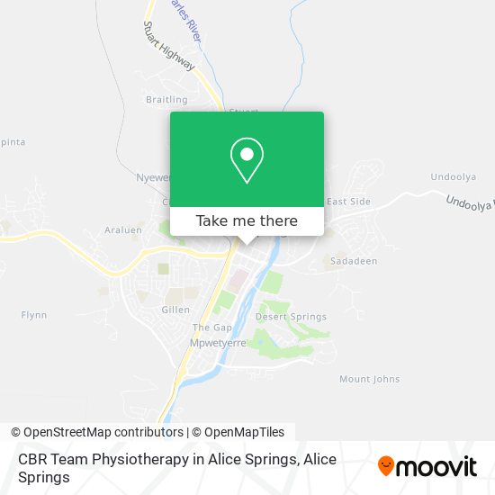 Mapa CBR Team Physiotherapy in Alice Springs