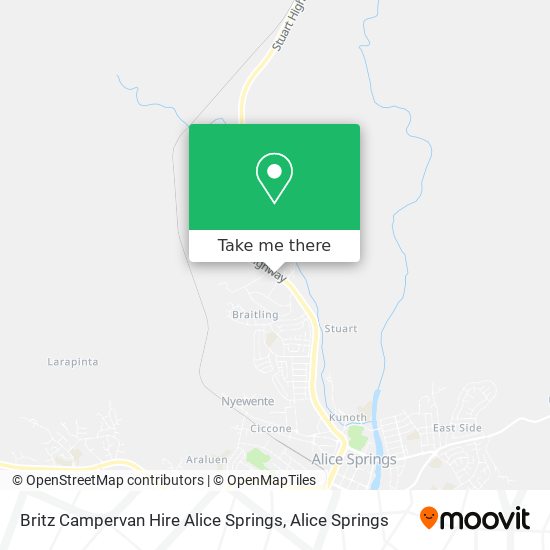 Mapa Britz Campervan Hire Alice Springs