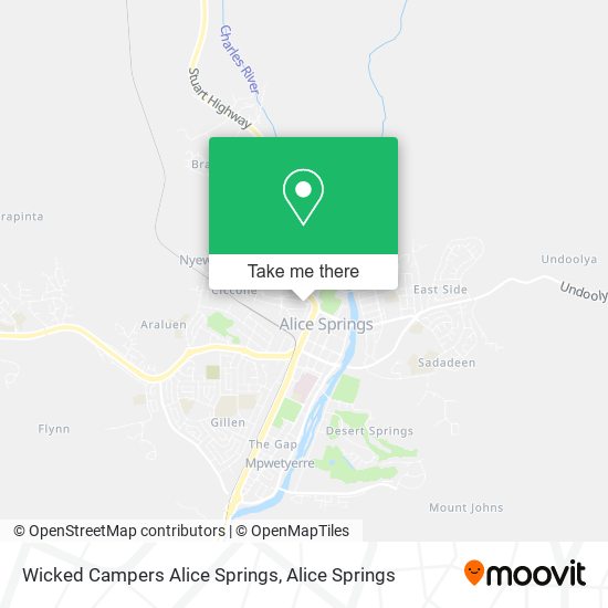 Mapa Wicked Campers Alice Springs
