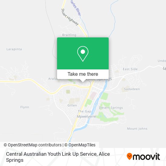 Mapa Central Australian Youth Link Up Service