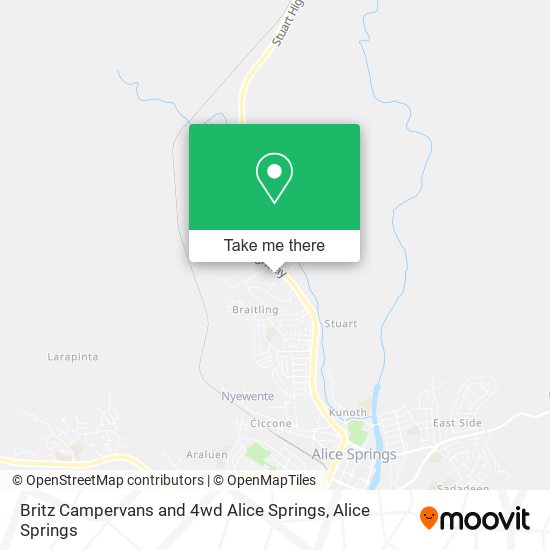 Britz Campervans and 4wd Alice Springs map