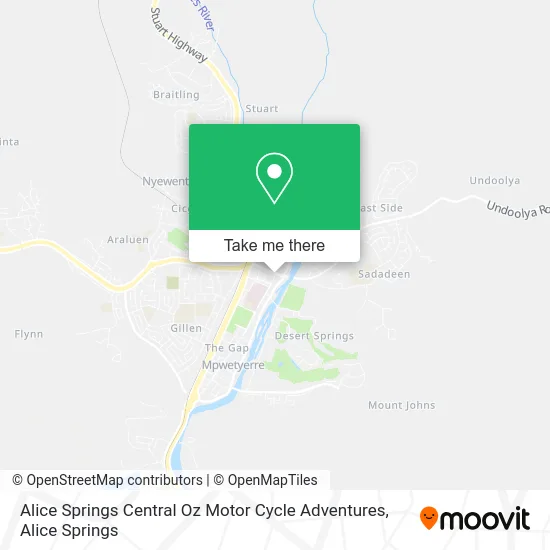Alice Springs Central Oz Motor Cycle Adventures map