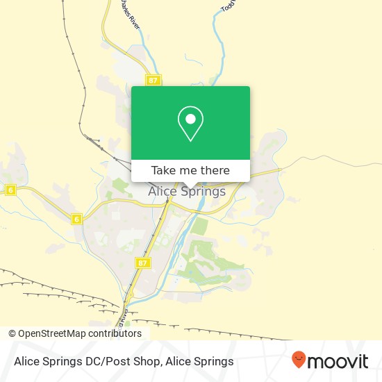 Mapa Alice Springs DC/Post Shop