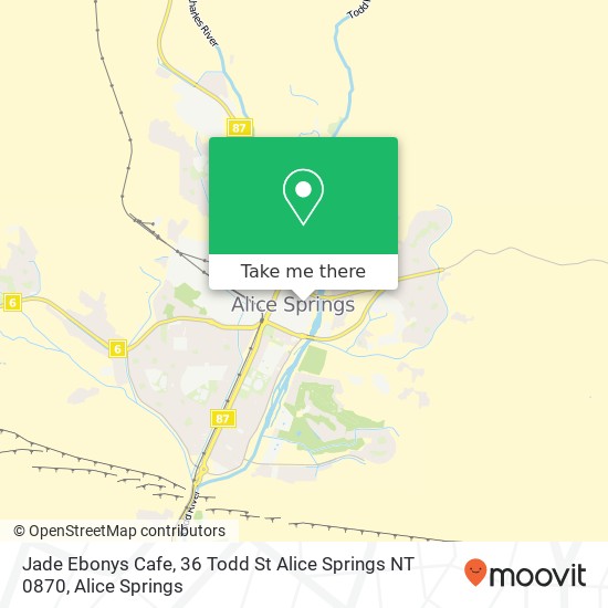 Mapa Jade Ebonys Cafe, 36 Todd St Alice Springs NT 0870