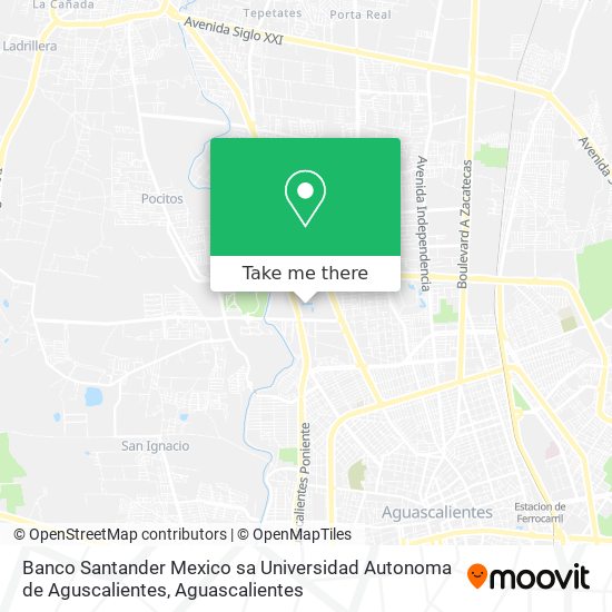 Mapa de Banco Santander Mexico sa Universidad Autonoma de Aguscalientes