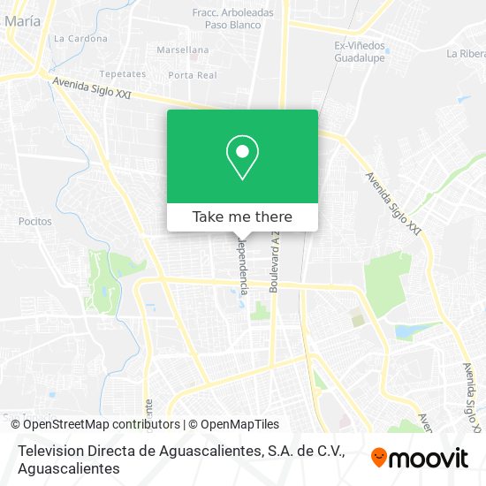 Mapa de Television Directa de Aguascalientes, S.A. de C.V.