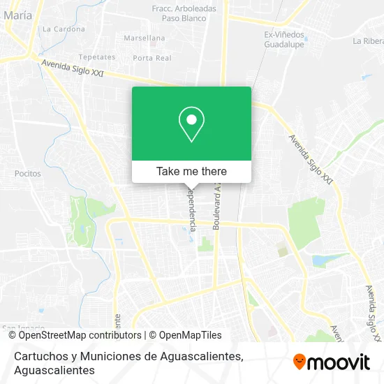 Cartuchos y Municiones de Aguascalientes map