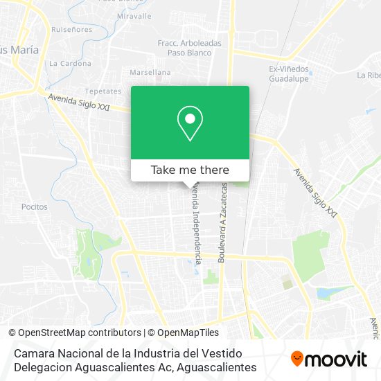 Camara Nacional de la Industria del Vestido Delegacion Aguascalientes Ac map