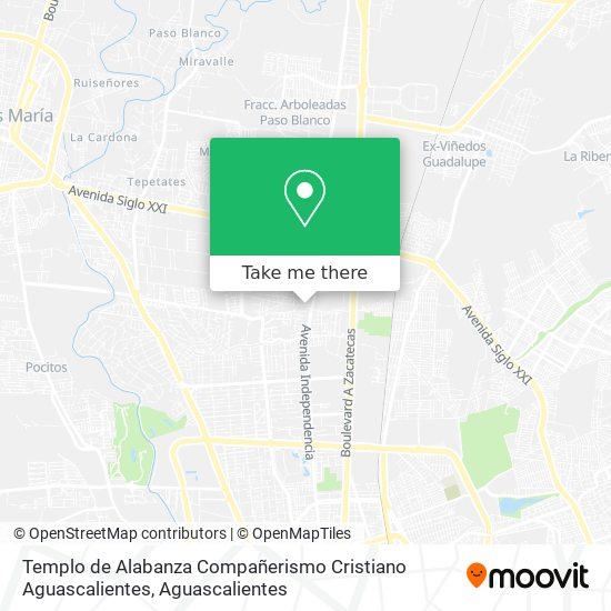 Mapa de Templo de Alabanza Compañerismo Cristiano Aguascalientes