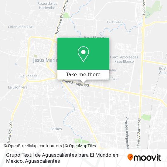 Grupo Textil de Aguascalientes para El Mundo en Mexico map