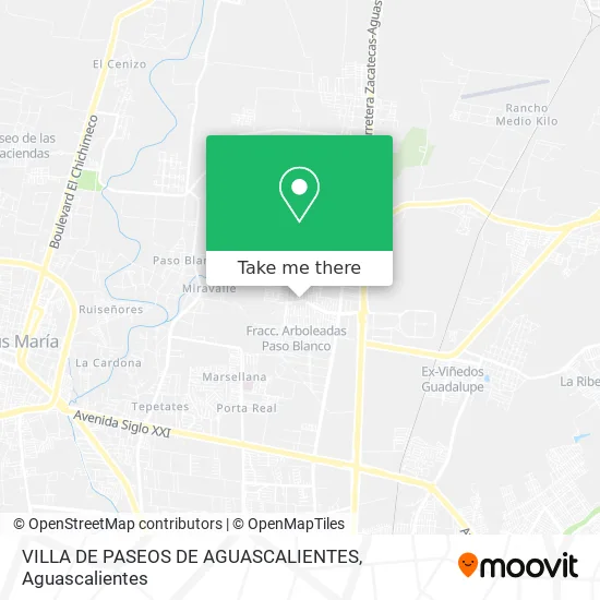 VILLA DE PASEOS DE AGUASCALIENTES map