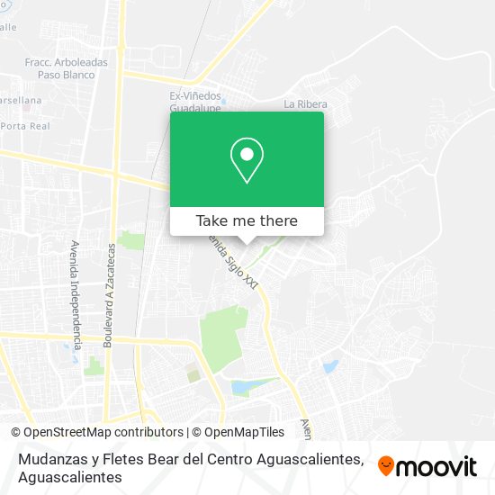 Mapa de Mudanzas y Fletes Bear del Centro Aguascalientes