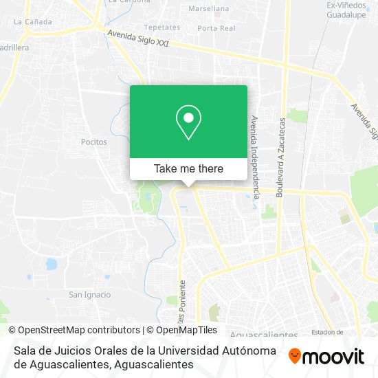 Sala de Juicios Orales de la Universidad Autónoma de Aguascalientes map