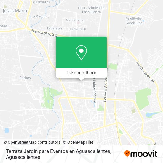 Mapa de Terraza Jardín para Eventos en Aguascalientes