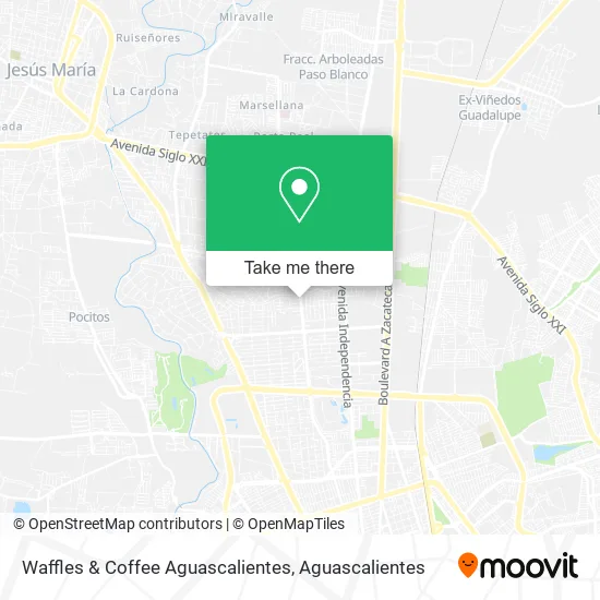 Waffles & Coffee Aguascalientes map