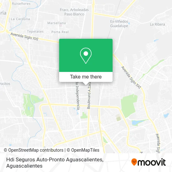 Mapa de Hdi Seguros Auto-Pronto Aguascalientes
