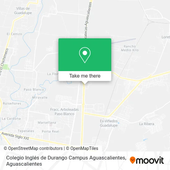 Mapa de Colegio Inglés de Durango Campus Aguascalientes