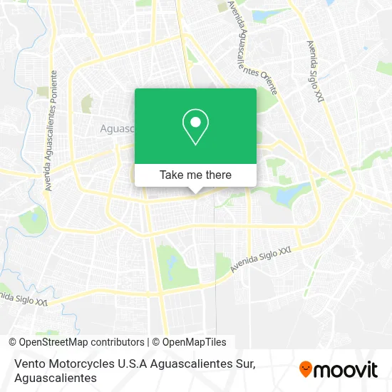 Vento Motorcycles U.S.A Aguascalientes Sur map