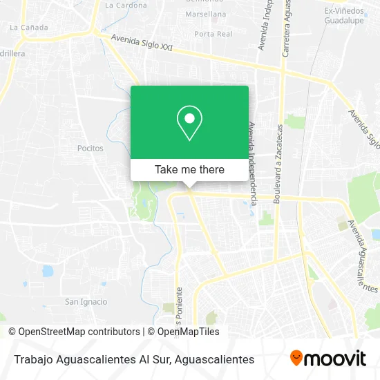 Trabajo Aguascalientes Al Sur map