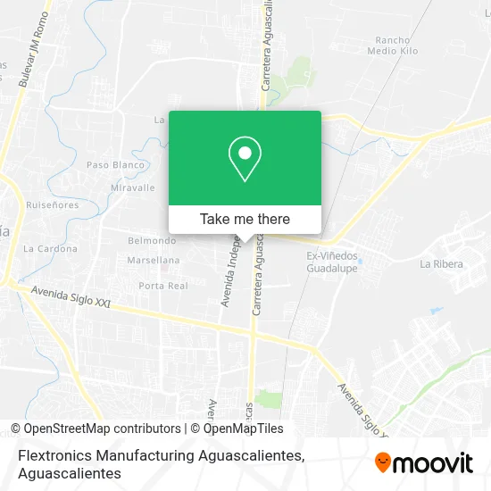 Flextronics Manufacturing Aguascalientes map