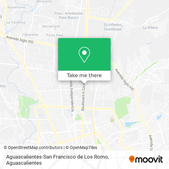 Aguascalientes-San Francisco de Los Romo map