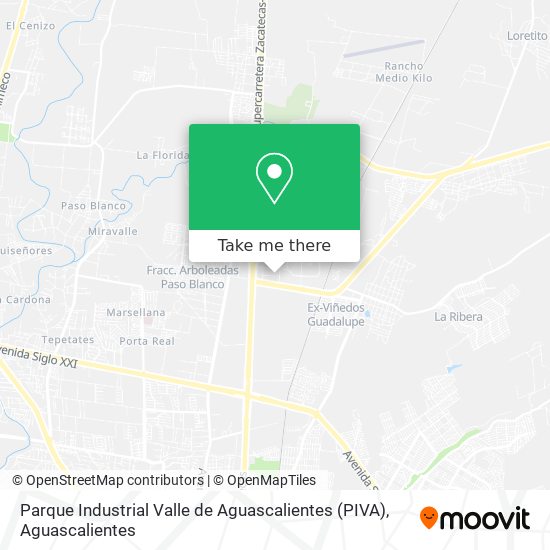 Parque Industrial Valle de Aguascalientes (PIVA) map