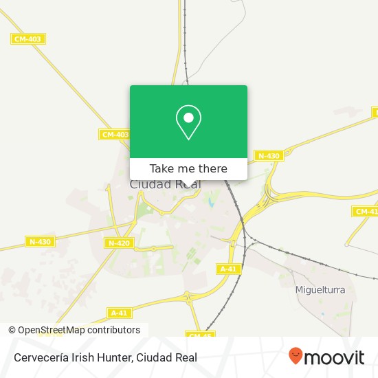 mapa Cervecería Irish Hunter, Avenida del Torreón del Alcázar 13004 Ciudad Real