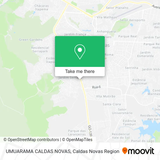 UMUARAMA CALDAS NOVAS map