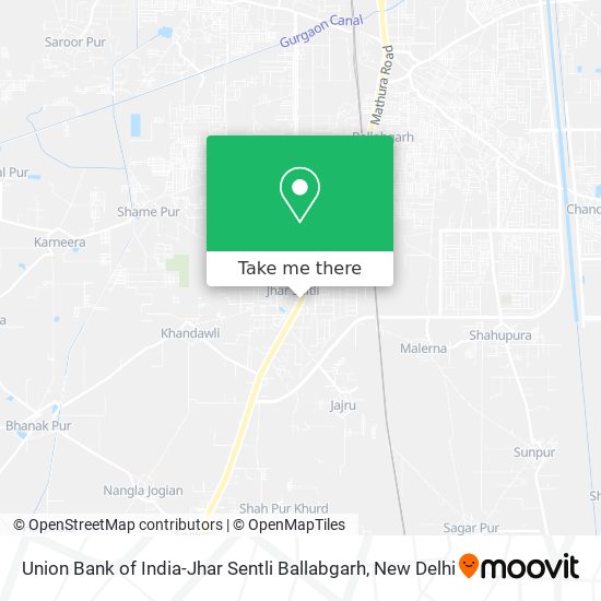 Union Bank of India-Jhar Sentli Ballabgarh map